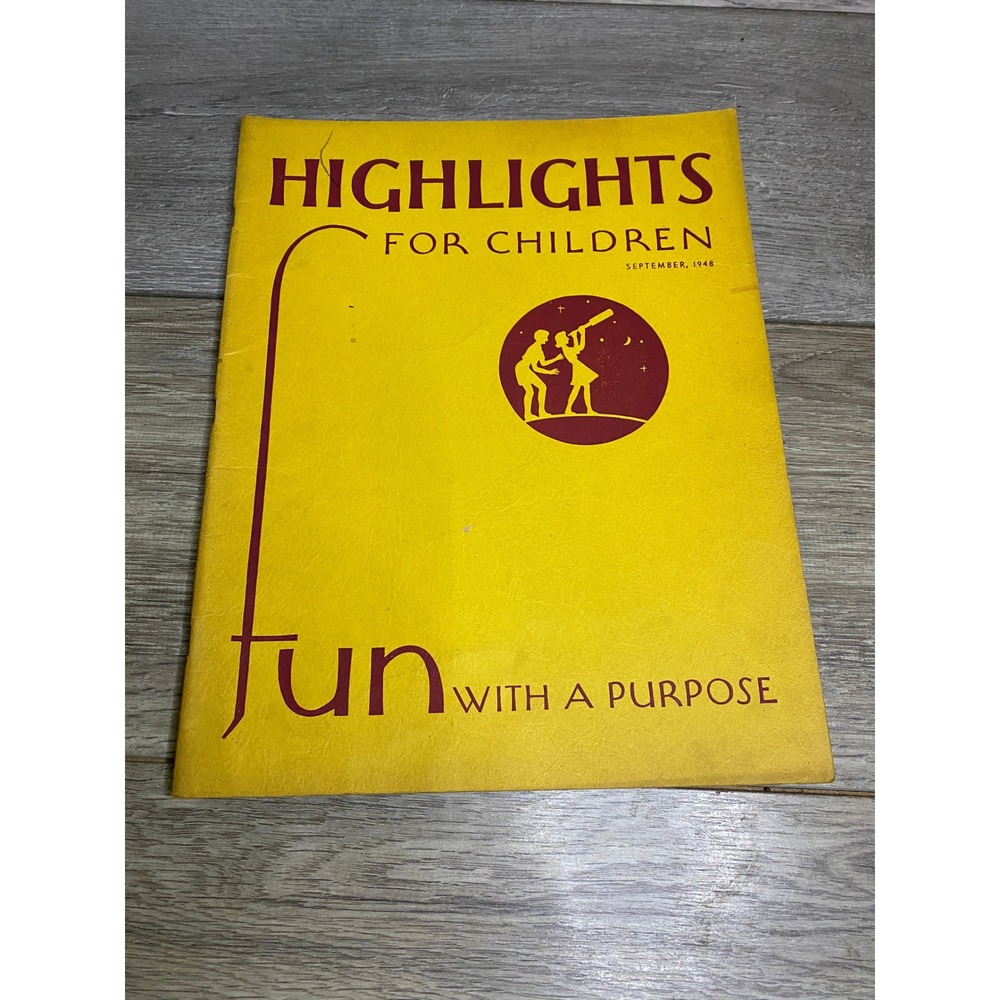 VTG Highlights for Children Magazine September 1948 Fun with a Purpose Yellow